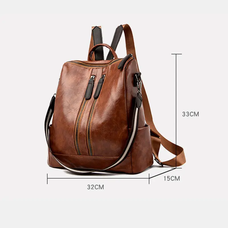 New Mulity Function Backpacks Female Larger Capacity Travel PU Anti-theft Laptop Bag Casual Leather Women Backpack Vintage