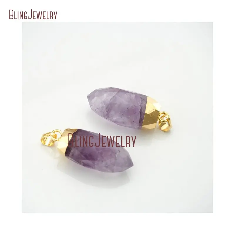 20190802-PM13588- Bullet Light Amethyst Gold Pendant Faceted On Sale