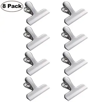 

8pcs/pack Snack Chip Clips Bag Clips Food Package Durable Stainless Steel Metal Food Clips Clamp for Sealing Bags Home Office
