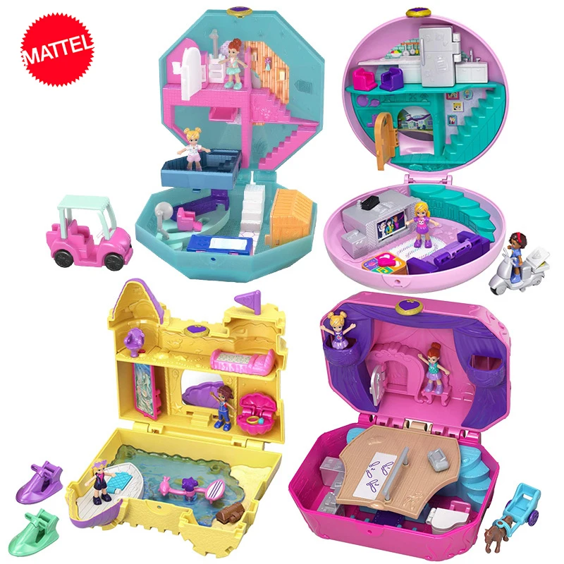 Оригинальная Polly Pocket World мини кукла с сокровищами дом девочка принцесса аксессуары музыкальные куклы коробка музыкальная шкатулка детские игрушки Juguetes