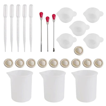 

26Pcs Silicone Resin Casting Tools Measuring Mixing Cup Pipette Finger Cot Jewelry Making Mold Handmade Craft DIY Accessories