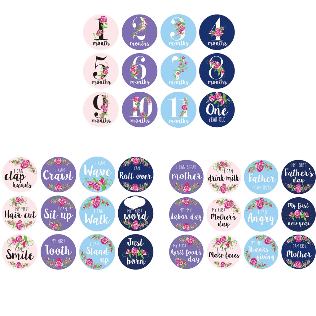 

12PCS/Set Month Sticker Baby Photography Milestone Memorial Monthly Newborn Commemorative Card Number Photo Props