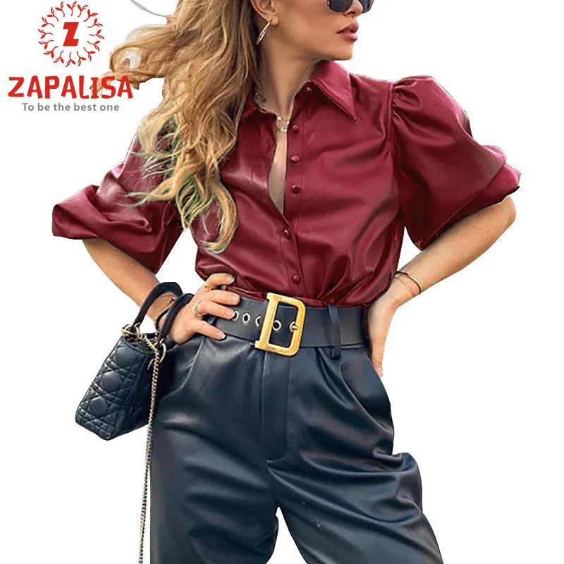 Zapalisa однотонная модная уличная рубашка из искусственной кожи элегантные