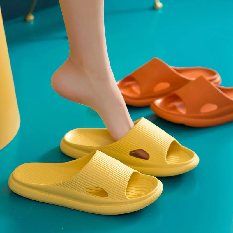 2022 New Slippers Women Summer Thick Bottom Indoor Couples Home Bathroom Non-slip Soft Slippers Floor Flat Shoes Slide Sandals