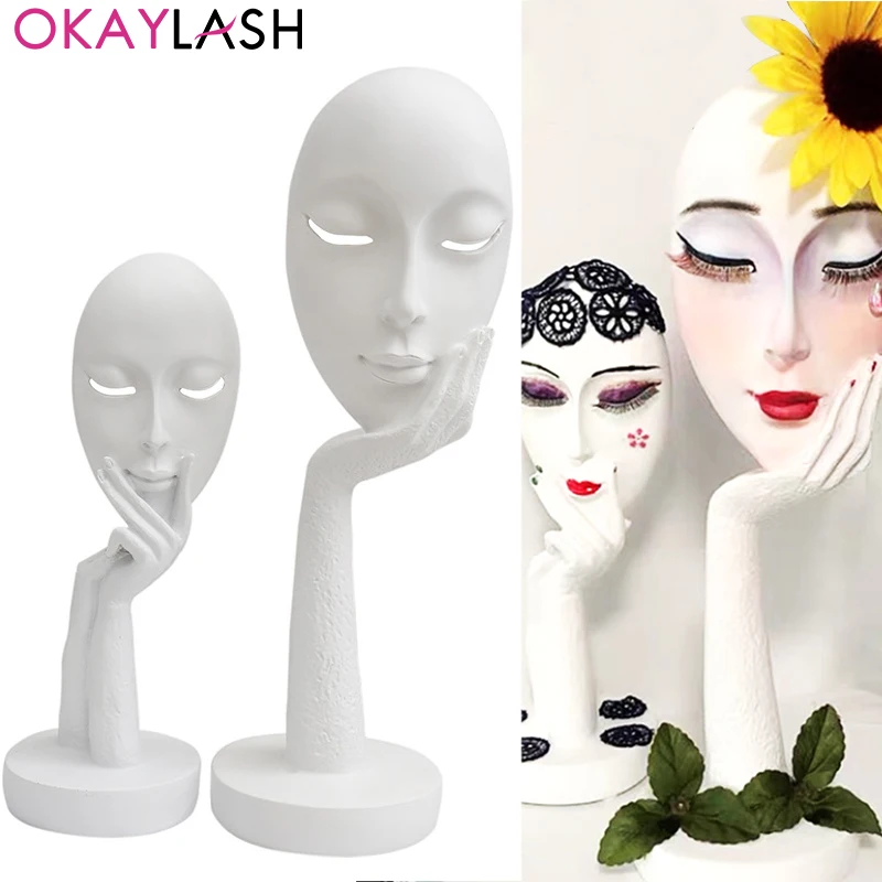 

Новинка, статуэтка OKAYLASH для маникюра, для самостоятельного макияжа, модель головы, украшение салона, подставка для лица, скульптура