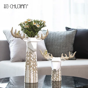 

NORDIC RESIN CREATIVE ELK FLOWERS VASE HOME DECOR LIVING ROOM DEER HEAD VASES CRAFTS ROOM DECORATION CHRISTMAS RESIN FIGURINE