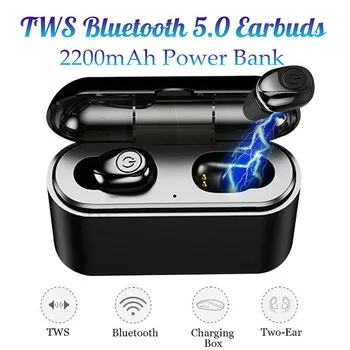 

Fashion Durable Bluetooth 5.0 Headset IPX 6 Waterproof Wireless Mini Earbuds Stereo Sport Earphone Power Bank