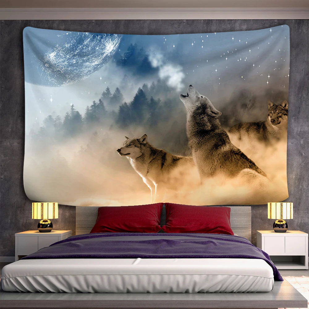 Animals Wolf Tapestry Background Wall Hanging Tribal Animal Sheets Home Decor Beach Mat,tapestry decor