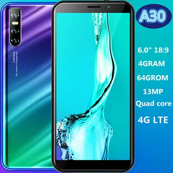 A30 Global version smartphones 4G LTE 64G ROM 13MP quad core 6.0INCH IPS face ID unlocked Android mobile phones cheap celulares 1