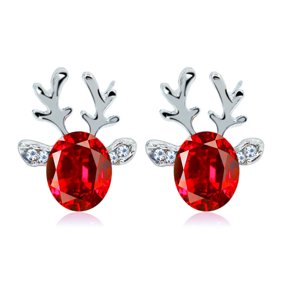 

Fashion new ladies Korean boutique earrings Crystal antler earrings luxury 3D Christmas reindeer earrings