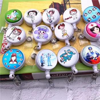 

Cute Retractable Badge Reel Nurse Exhibiton ID Name Card Badge Holder Clips Key Card Holder Belt Clips Keychain Car Pendant Key