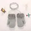 Gray Детские осенние и зимние вязаные теплые перчатки для девочек и мальчиков, зимние Лоскутные теплые варежки, перчатки - Цвет: Gray