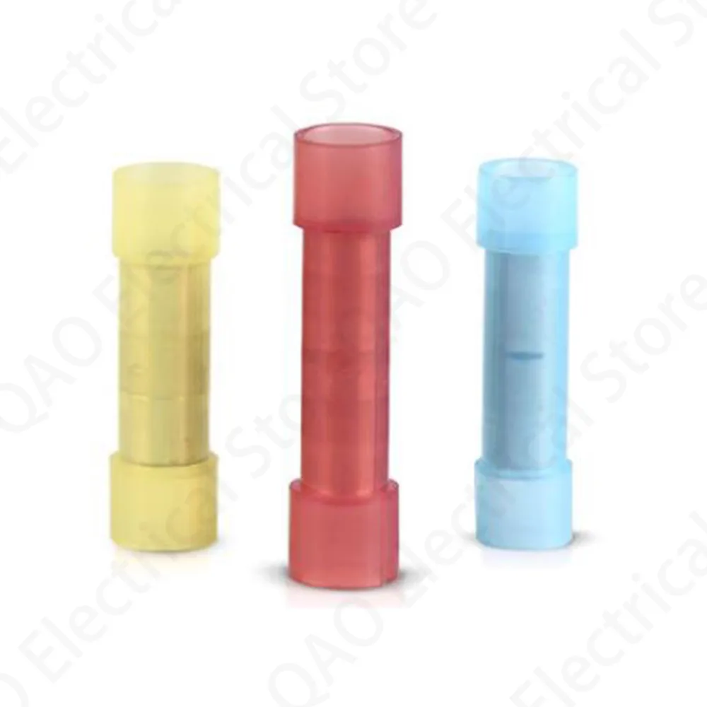 

20pcs BNYF1.25/2/5.5 Nylon Insulated Straight Butt Wire Terminal Connector Copper Conductor Electrical Cable Crimp Terminal BNYF