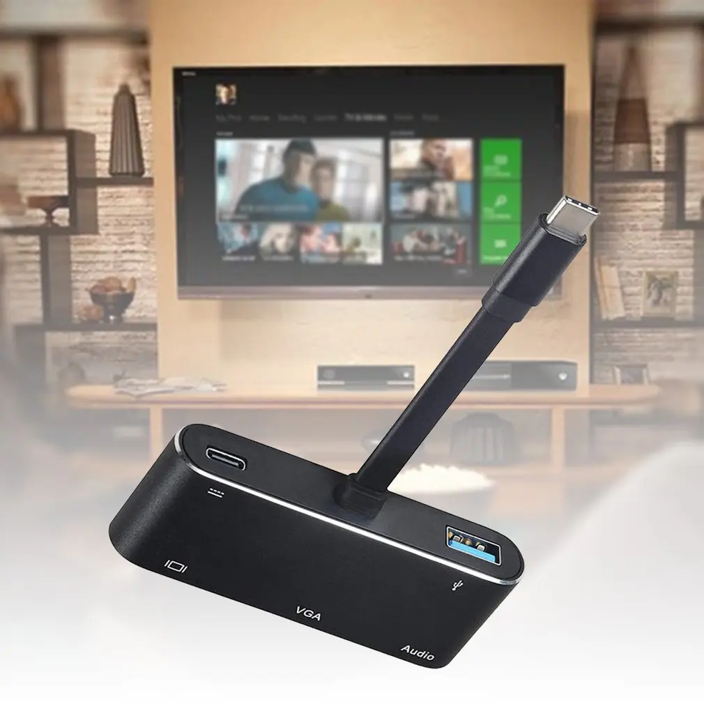 Usb C к Hdmi Vga адаптер Hdmi/Vga/Аудио/USB3.0 порт+ USB C порт(PD) конвертер для Macbook samsung ноутбука