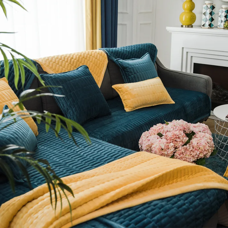 CANIRICA чехол для дивана, бархатный чехол для гостиной, чехол для дивана, чехол для дивана, Одноцветный чехол для дивана, два/три сиденья, чехол для дивана - Цвет: As Picture