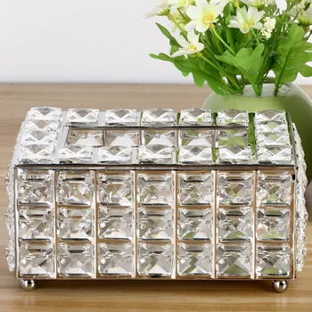 

Crystal Design Tissue Box Office Table Accessories Facial Case Holder Napkin Tissue Case Home Paper Holder Storage Box ZH262