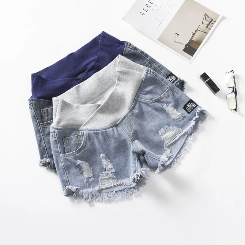Maternity Clothes for Pregnant jeans Women Denim Shorts Pregnancy Jeans Low-Waisted Plus Size Loose Pants Wear outdoors - 2