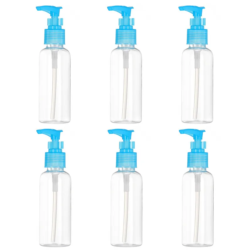 

6PCS 50ml/100ml Small Empty Plastic Transparent Spray Bottles For Makeup Skin Care Refillable Soap Dispenser Random Color