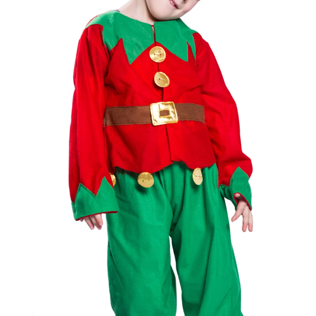 Manufacturers Currently Available Wholesale Christmas Holiday Clothing Three-piece Set-Children Christmas Elf Classic Red And Bl