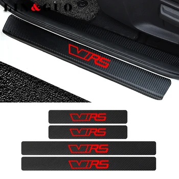 

4pcs Door Carbon Fiber Car Scuff Plate sticker Vinyl Decal sticker for SKODA VRS octavia fabia rapid yeti superb