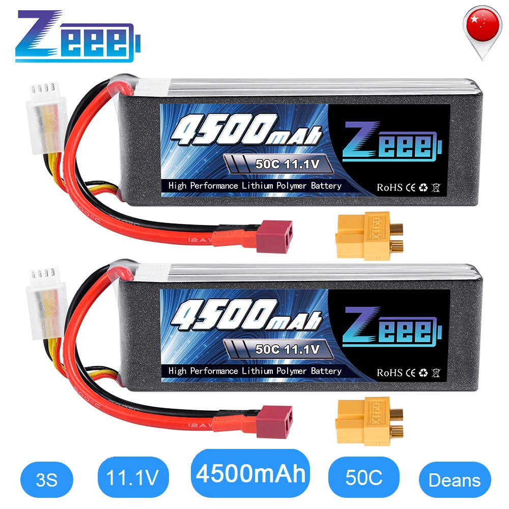 2 единицы Zeee 11,1 V 4500 мА/ч, 50C 3S LiPo Батарея с Т-образный разъем XT60 Разъем для RC автомобиль Heli Quad Дрон Heli коптера RC самолет