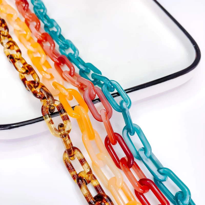 

1m Multicolors Resin Plastic Oval Shape Chain Pendant Necklace Bracelet Charms for Jewelry Finding Diy Handmade Material KP3302