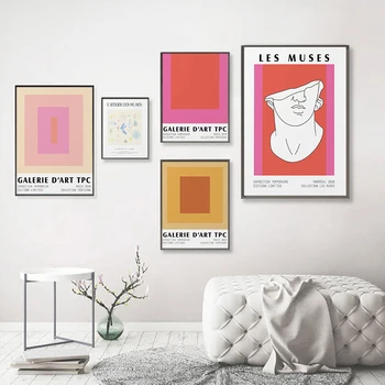 

Color Block 1 Art Print Museum poster abstract artwork Mid Century modern Poster pink red colour block art print poster