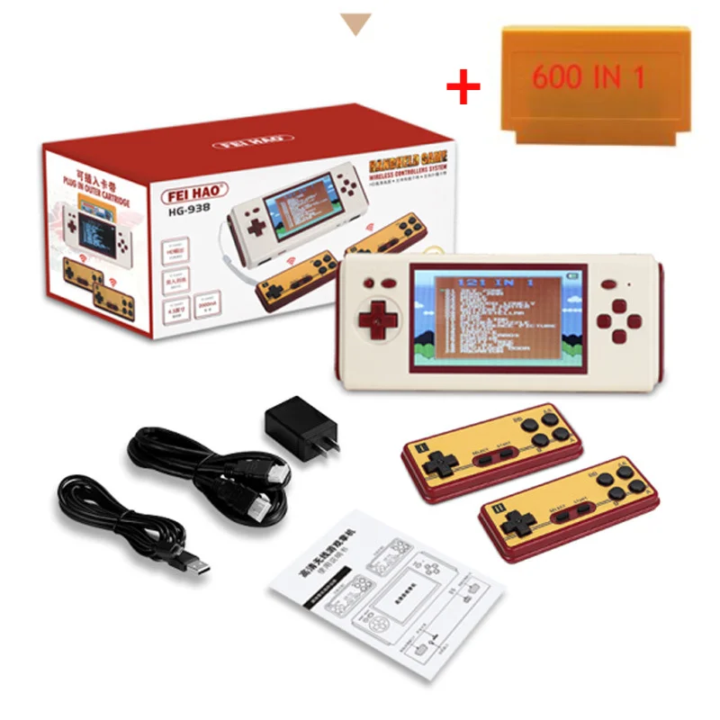 Handheld Game Console Nostalgic 4.3 Inch HD Large Screen Compatible With FC Yellow Multi Cartridge 