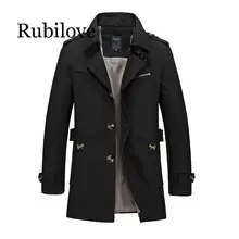 Rubilove, длинный кожаный мужской Тренч, новинка, Мужская Весенняя повседневная куртка, ветровка, верхняя одежда, высокое качество, модное длинное пальто
