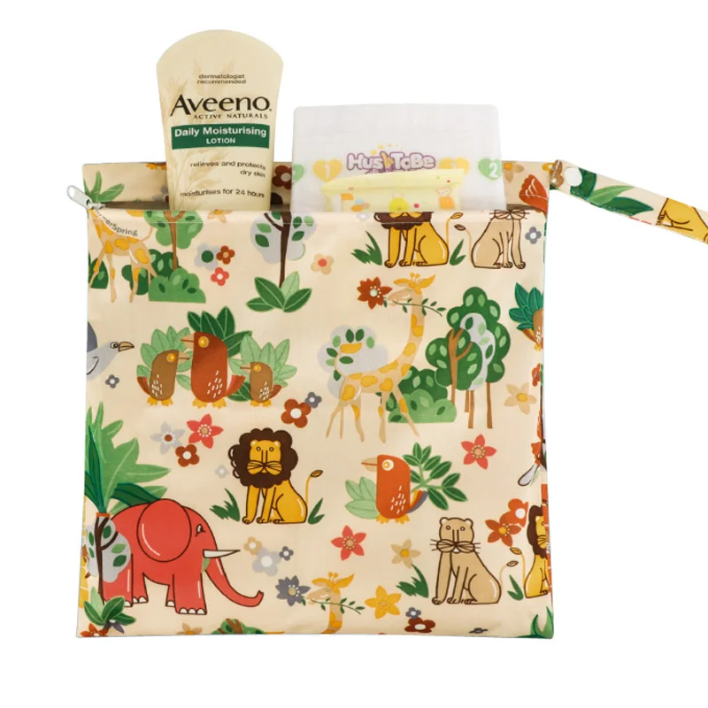 Baby Cloth Diaper Bag Mommy Stroller Nappy Wet Bags Waterproof Reusable Pail Liner Portable Storage Pocket Single Zipper 28*30cm diaper bag