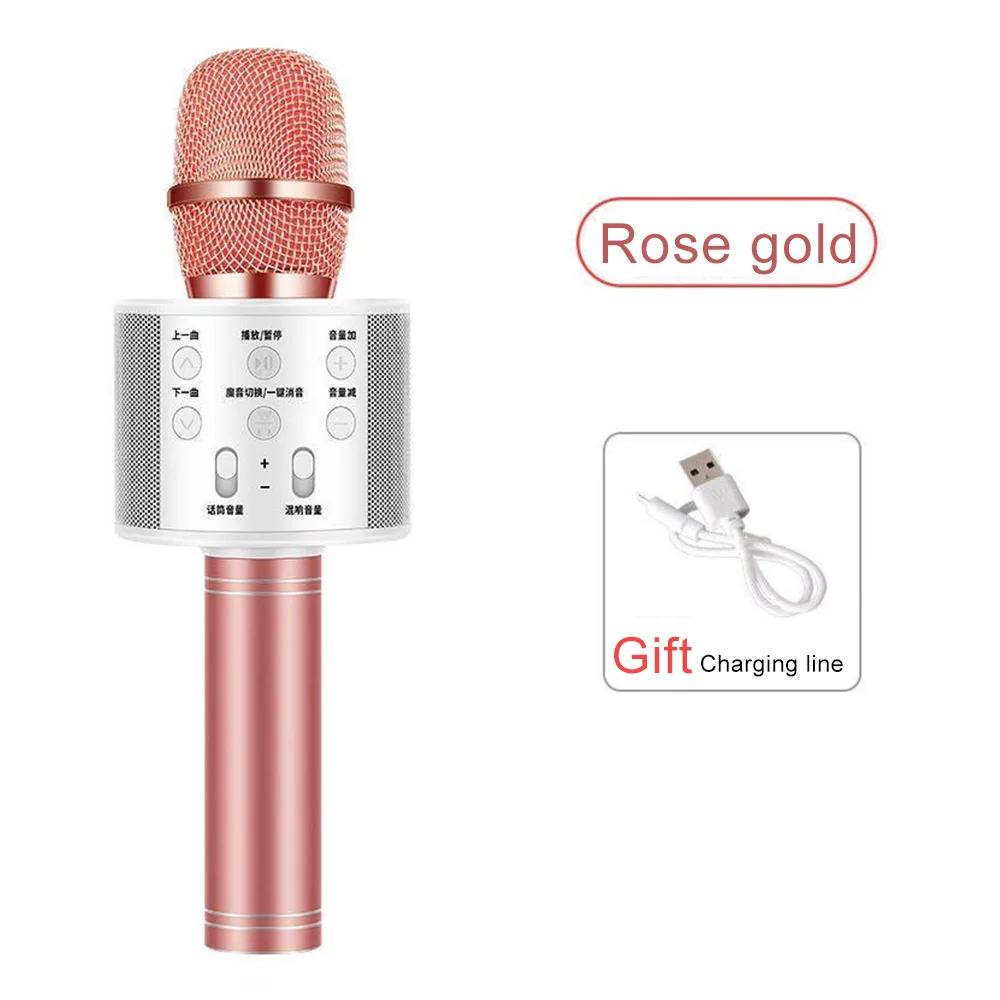 rose gold MAMEN WS 858 Bluetooth беспроводной микрофон караоке профессиональный Динамик ручной consender KTV видео студия запись музыкальный плеер - Цвет: rose gold
