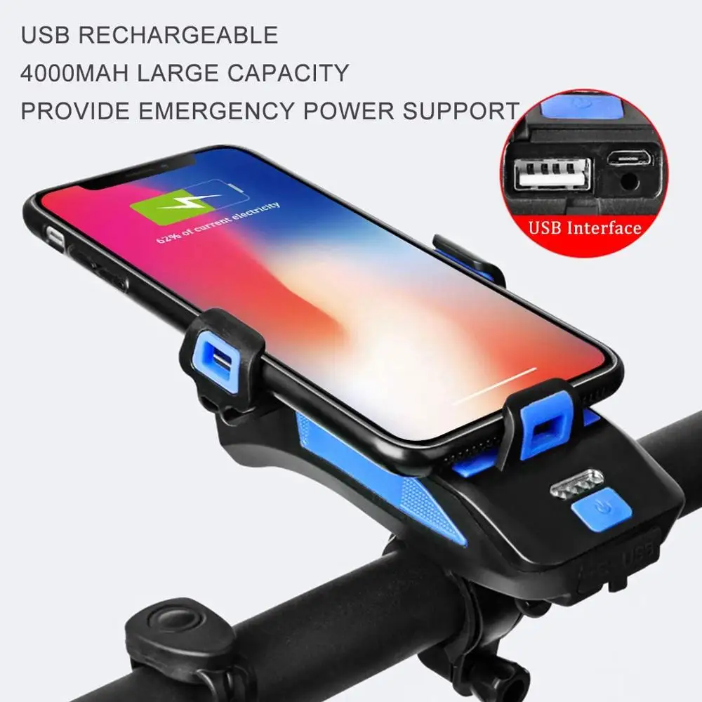 Ultra Bright Bike Light Set 4000 mAh Rechargeable Bicycle Light 6 Hours Endurance Equip Bicycle Front Headlight Back Taillight