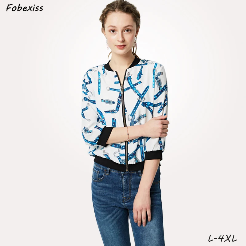 

Natural Silk Print Bomber Jacket Women Zipper Up Retro Coat Spring 2019 Autumn Long Sleeve Basic Plus Size Short Baseball Jacket