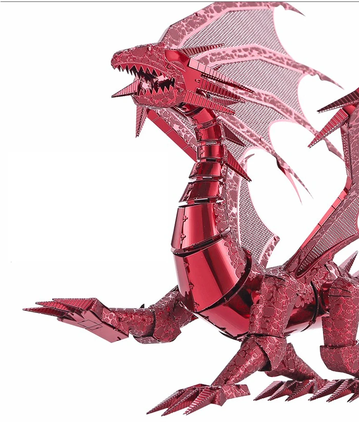 3D металлическая головоломка P071-RS Дракон пламя DIY Головоломка 3D металлические модели отрезная игрушка обучающая игрушка динозавр игрушки для взрослых