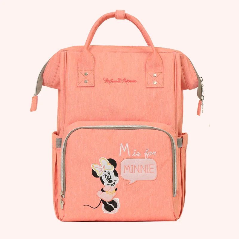 Дисней Микки Минни большой емкости Мумия Материнство подгузник мешок детский дорожный рюкзак дизайнерская сумка для кормления для ухода за ребенком сумка для подгузников - Цвет: Розовый