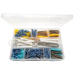 Jogo plástico quente da variedade do parafuso das âncoras da parede do drywall dos pces 300, parafusos de batida do auto e âncoras da parede com nervuras, parafusos da tomada de parede
