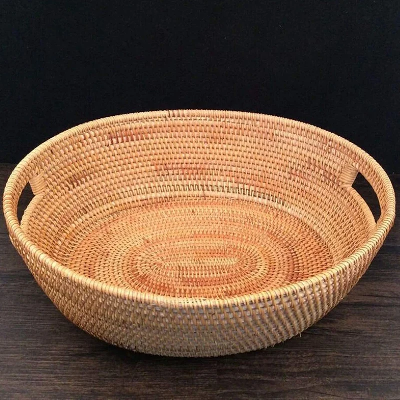 Vietnam Autumn Woven Rattan Fruit Basket Candy Snack Organizer Pastry Dessert Tray Beautiful Storage Basket