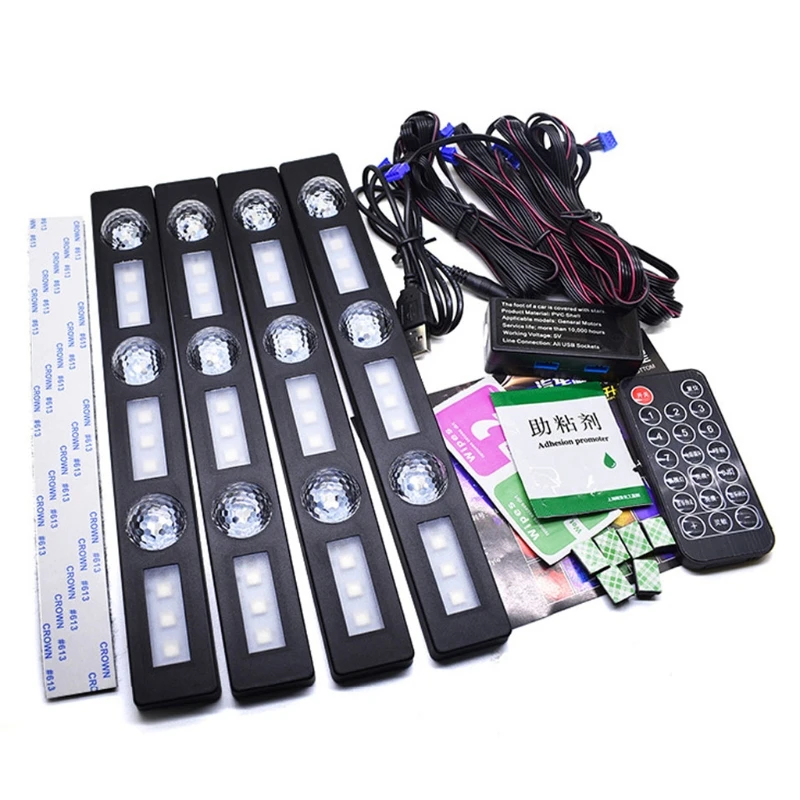 

LED Car Foot Light Ambient Lamp With USB Remote Control Music Sound Control