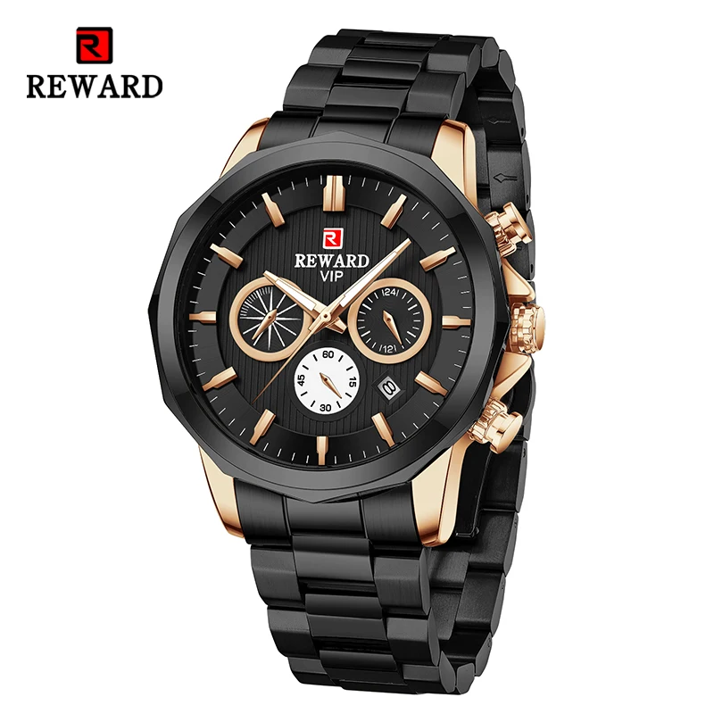 

REWARD Stainless Steel Wristwatch Man Top Brand Business Dress Wrist Watch for Men Clock Date Luminous Quartz Watches