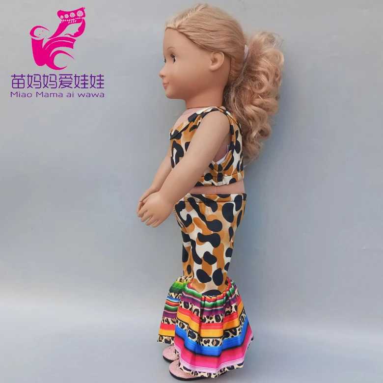 18-дюймовая кукла леопардовая одежда рубашка на лямках брюки подходит для 43 см Reborn Одежда для куклы-младенца 1" Девочка Кукла Одежда