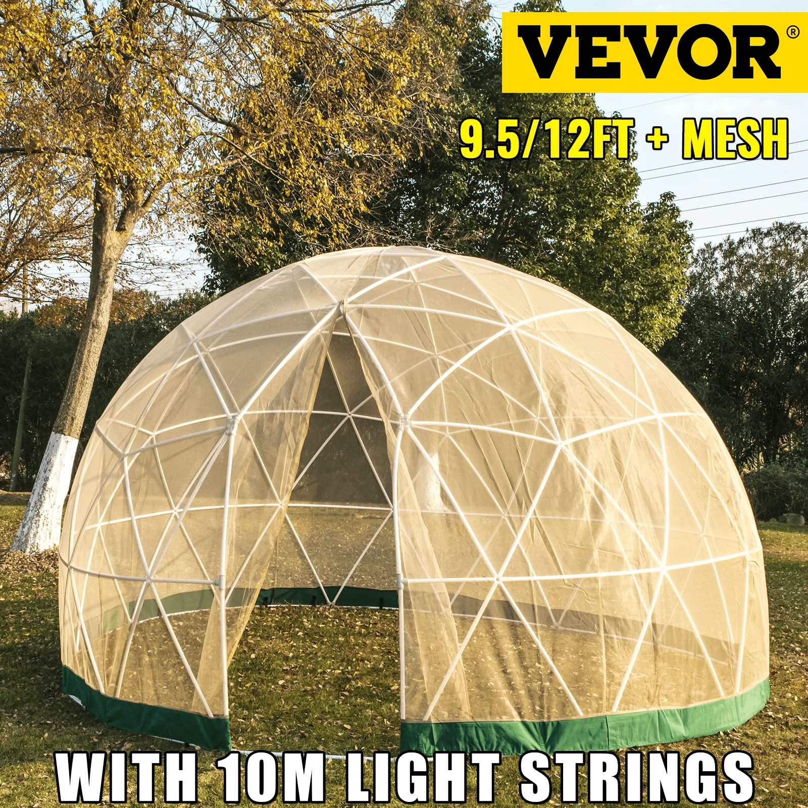 VEVOR Garden Dome 9.5 ft. x 9.5 ft. x 5.8 ft. PVC Cover Bubble Tent Igloo  Dome with Garden Dome Mesh for Backyard, Clear XKZPZT9.5FT000001V0 - The  Home Depot