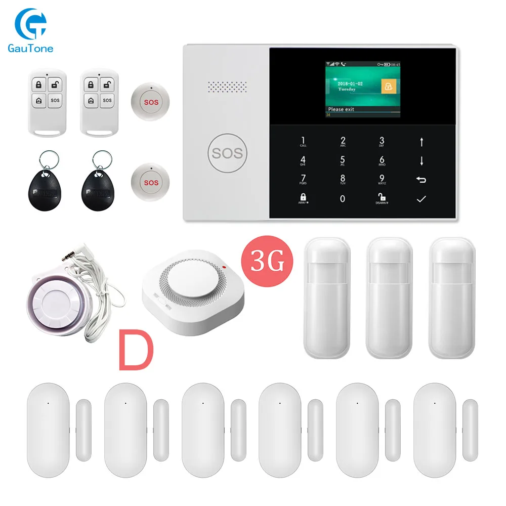 DHL Free Shipping WIFI+3G GPRS Wireless Home/Office Building/Factory Fireproof&Burglar Security Alarm System APP Remote Control - Цвет: GT-008-3G-PG105-D