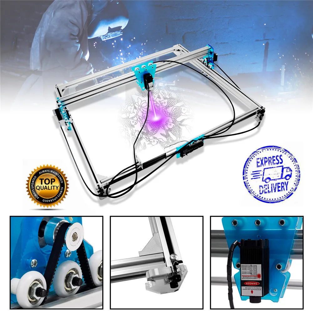 US $139.86 65x50cm Mini 3000mw Laser Engraver Machine Blue Cnc Laser Engraving Machine Diy Engraver Desktop Wood RouterCutter Laser Goggle