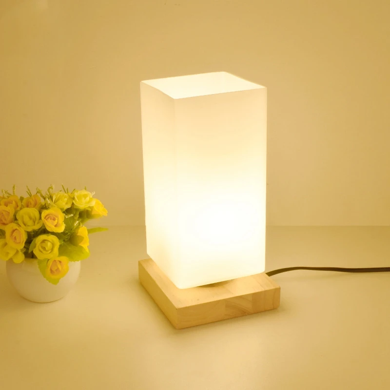 

Oak+Glass Table Lamp Modern Minimalist Style Desk Decoration Table Lamp Bedroom Bedside Night Light