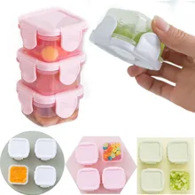 Mini conteneurs de stockage des aliments pour bébés, sans BPA, bol auxiliaire, boîtes de rangement portables scellées, micro ondes, vaisselle d'apprentissage pour bébés, 4 pièces