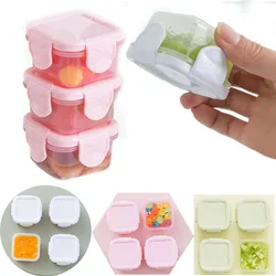 4pcs BPA Free Mini Baby Food Storage Containers Auxiliary Bowl Portable Sealed Storage Boxs Can Microwave Baby Learning Dishes