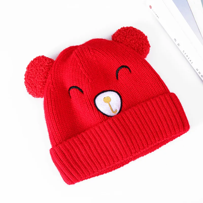 Теплые детские зимние шапки с рисунком медведя для детей, вязаная шапка для маленьких мальчиков, шапка для маленьких девочек, шапка для малышей, шапка s