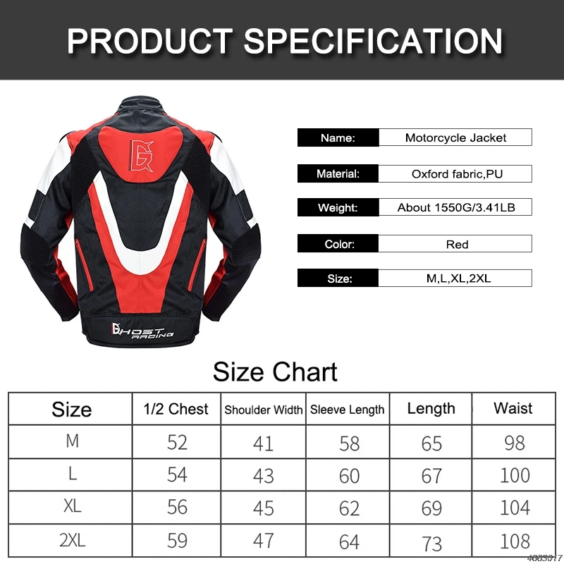 GHOST RACING Motorcycle Jacket Motorbike Riding Jacket Windproof Motorcycle Full Body Protective Gear Armor Autumn Moto Clothing