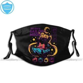 

Sailor Moon Mouth Face Mask Sailor Meow Facial Mask Fashion Cool with 2 Filters for Adult