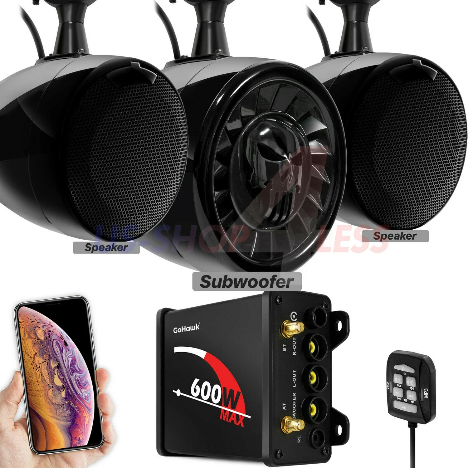 marine stereo system with subwoofer